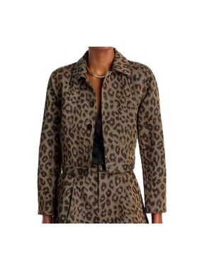 NWT L'Agence Marla Leopard Print Cropped Jacket Tan Multi Medium MSRP $525